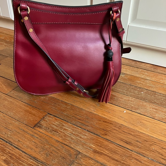 JCrew maroon leather and calfhair handbag - Picture 2 of 5